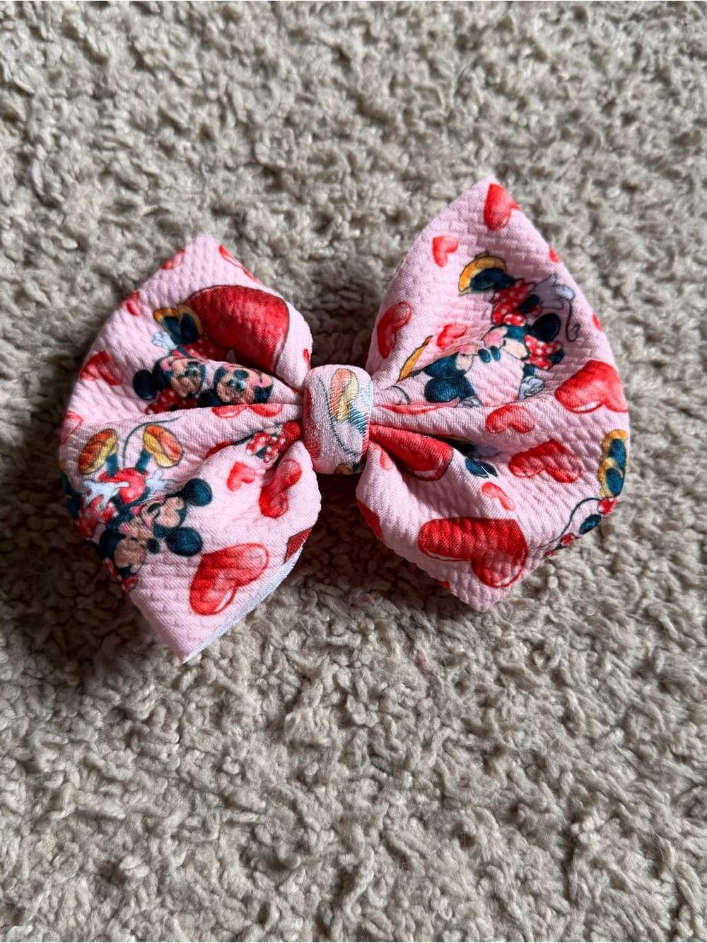 Handmade Minnie Mouse Valentine’s Day Hair Bow Clip